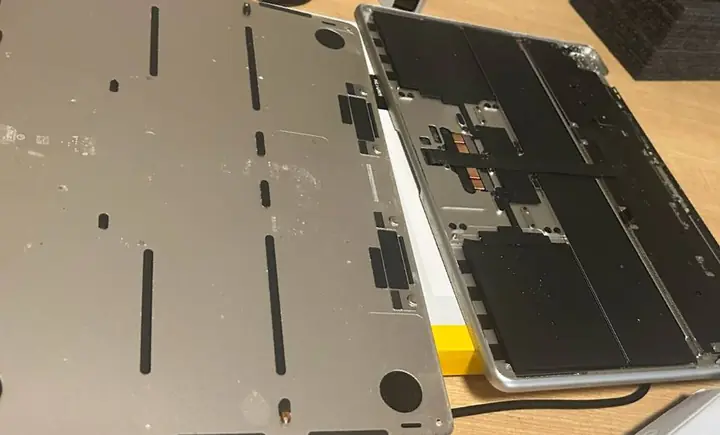 Laptop display frame prepared for a replacement screen